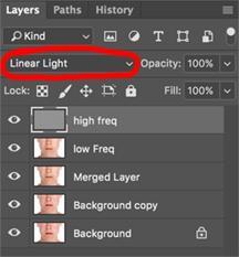 Even Out the color and tones in the face a) Select the low freq layer b) Use the lasso tool and select areas of the face that are uneven in color and tone.