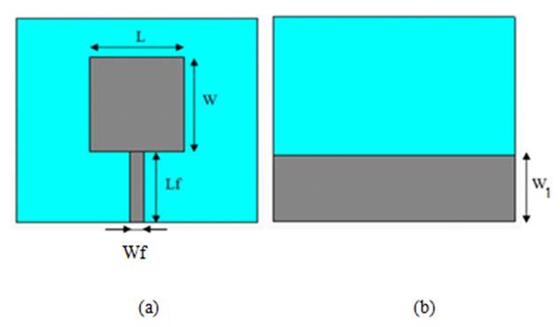 Analysis and Design of a New Dual Band Microstrip Patch Antenna Based on Slot Matching Y-Shaped Figure 1. Geometry of the proposed antenna: (a) Top view, (b) Side view. Figure 2.