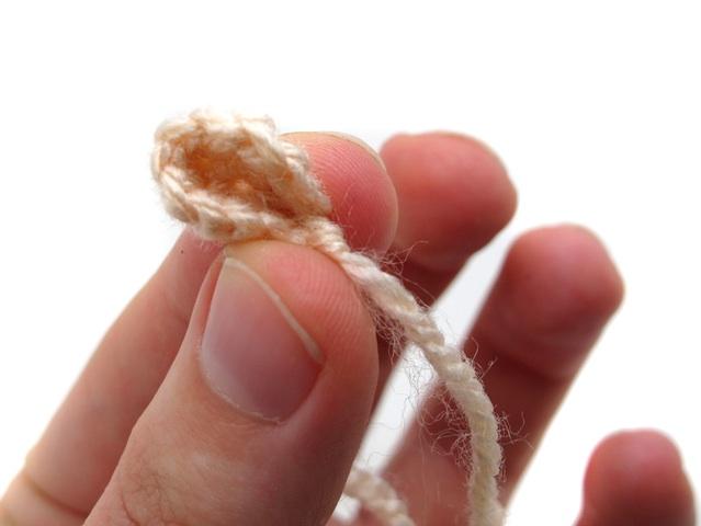 yarn ends and knots with the unclosed opening) Ears (make 2) With ordinary beige yarn