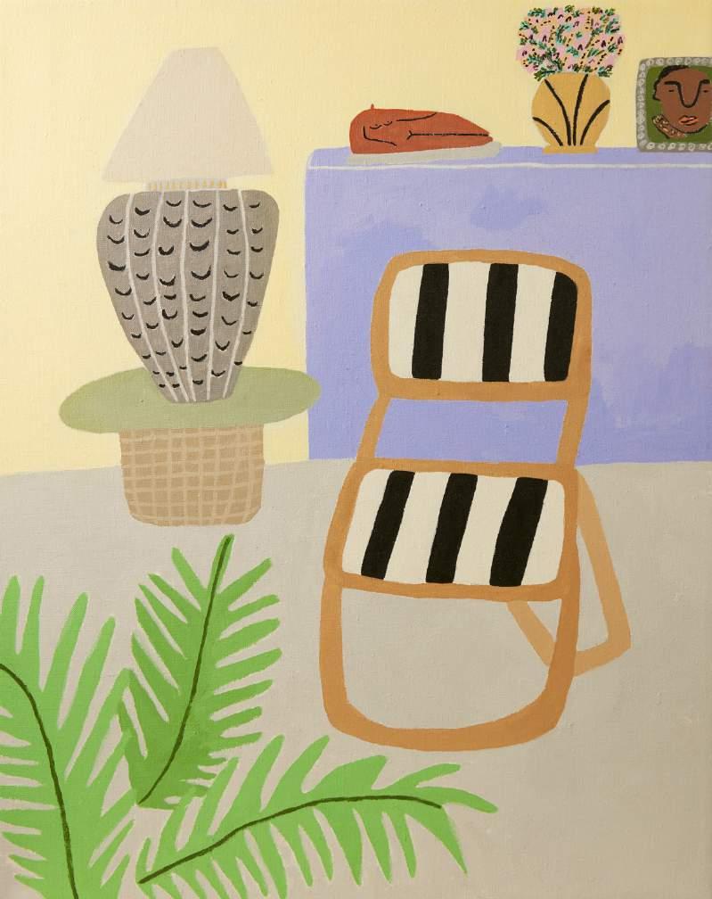 Interior with Striped Chair,