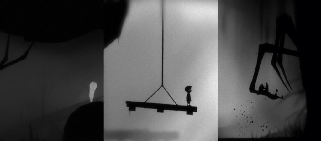 Figure 3: The three images are taken from the game Limbo, The player can not directly protect himself from the enemies but has the ability to use objects in the environment to get past enemies as