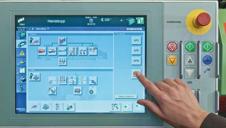 Control panel: It is display panel provided on the machine to function various operations to perform and control such as; design loading, lifting of heald frames, jacquard and dobby operation,