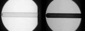 Fig. 6: Glass rod in diffuse (left) and telecentric (right) lighting. Fig.