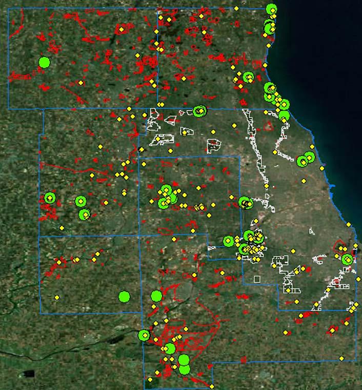 Nest site locations (green) combined with additional ebird sightings from