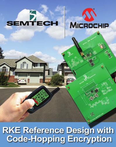 for ISM-Band Applications Remote Keyless Entry Reference Design with Code-Hopping Encryption Order : SX1230 13RKE433 (433MHz) Turn-key hardware and software RKE reference design, including: -