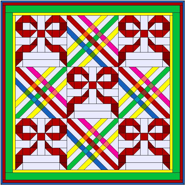 Using the image below, sew your blocks together in rows and then sew the rows together.