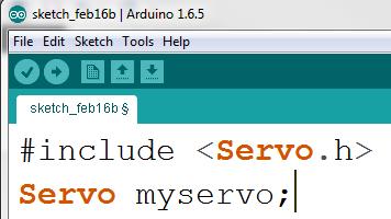 It should come up on your screen as #include <Servo.h>. This means that we are including the Servo library in this project. 3.