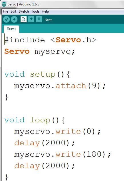 8. The last part of the code is the motion. There are 4 lines of code that will make up the action of our servo. The first line, myservo.
