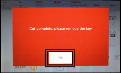 Machine will prompt to put key into position 1, then select