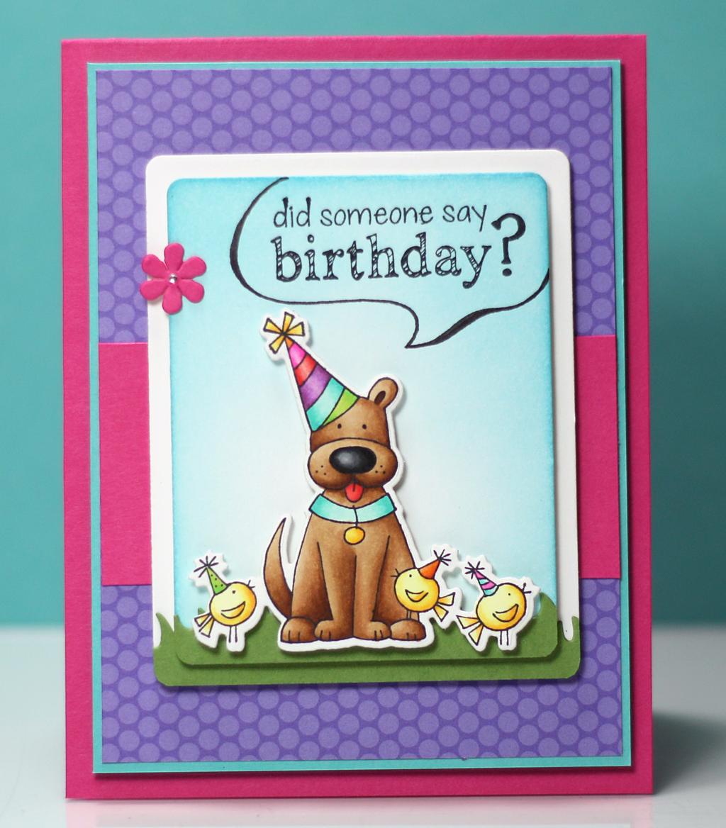 Paw-some by Jen Shults 1. Cut an A2 sized card base from Lollipop cardstock and fold in half. 2. Cut a piece of Cookie Monster cardstock to fit just inside your card base. 3.