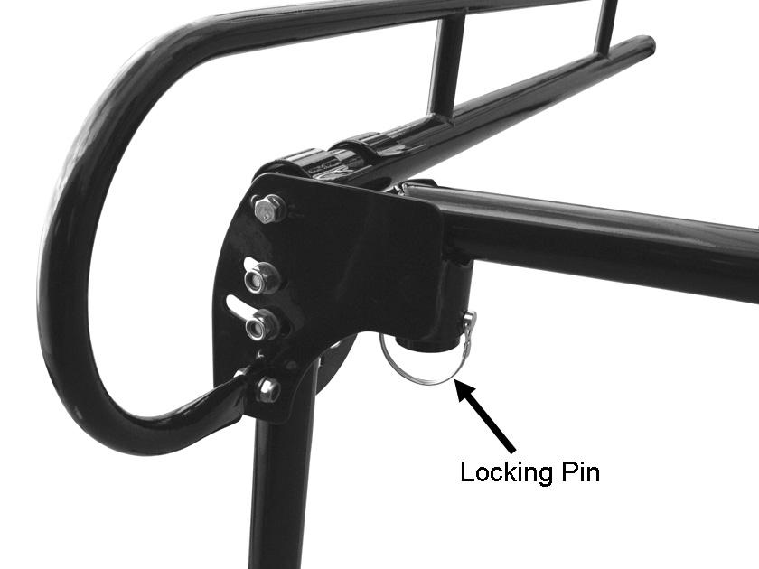 Step Four: Attach the Rear Cross Bar to Quick Disconnect Brackets using the (2) Locking Pins included (Fig 4a).