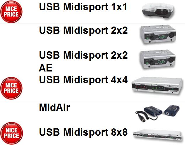 MIDI PRODUCTS M-Audio Page 4 USB Uno Uno 1-In/1-Out USB Bus-Powered MIDI Interface 1x1 USB MIDI interface 33,00 40,00 bus-powered USB Midisport 1x1 MIDISPORT 1x1 1-In/1-Out USB Bus-Powered MIDI