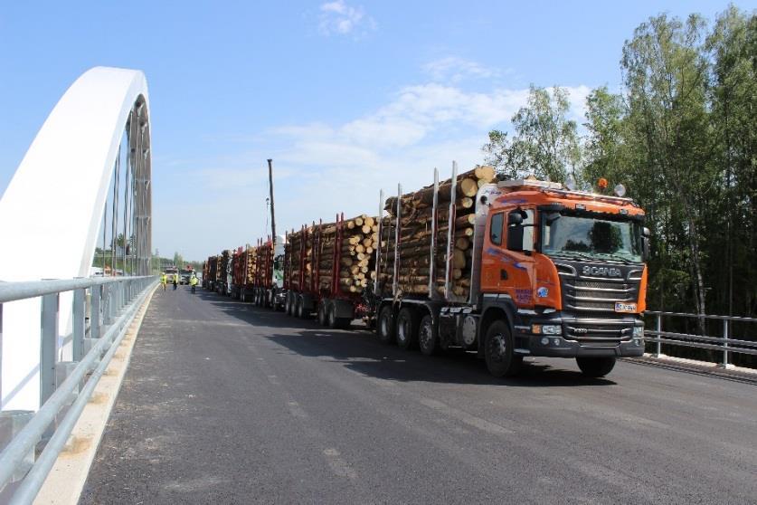 Stress [N/mm2] Bridge loading test 4 log trucks, á 76 tn 12