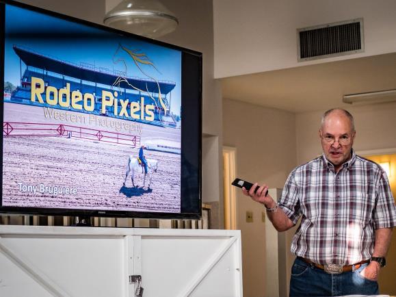 FLASH June 2017 Tony Bruguiere gave a terrific presentation in May s Education Thursday meeting on Rodeo Photography. If you missed it, you can see some samples of his work at: www.rodeopixels.