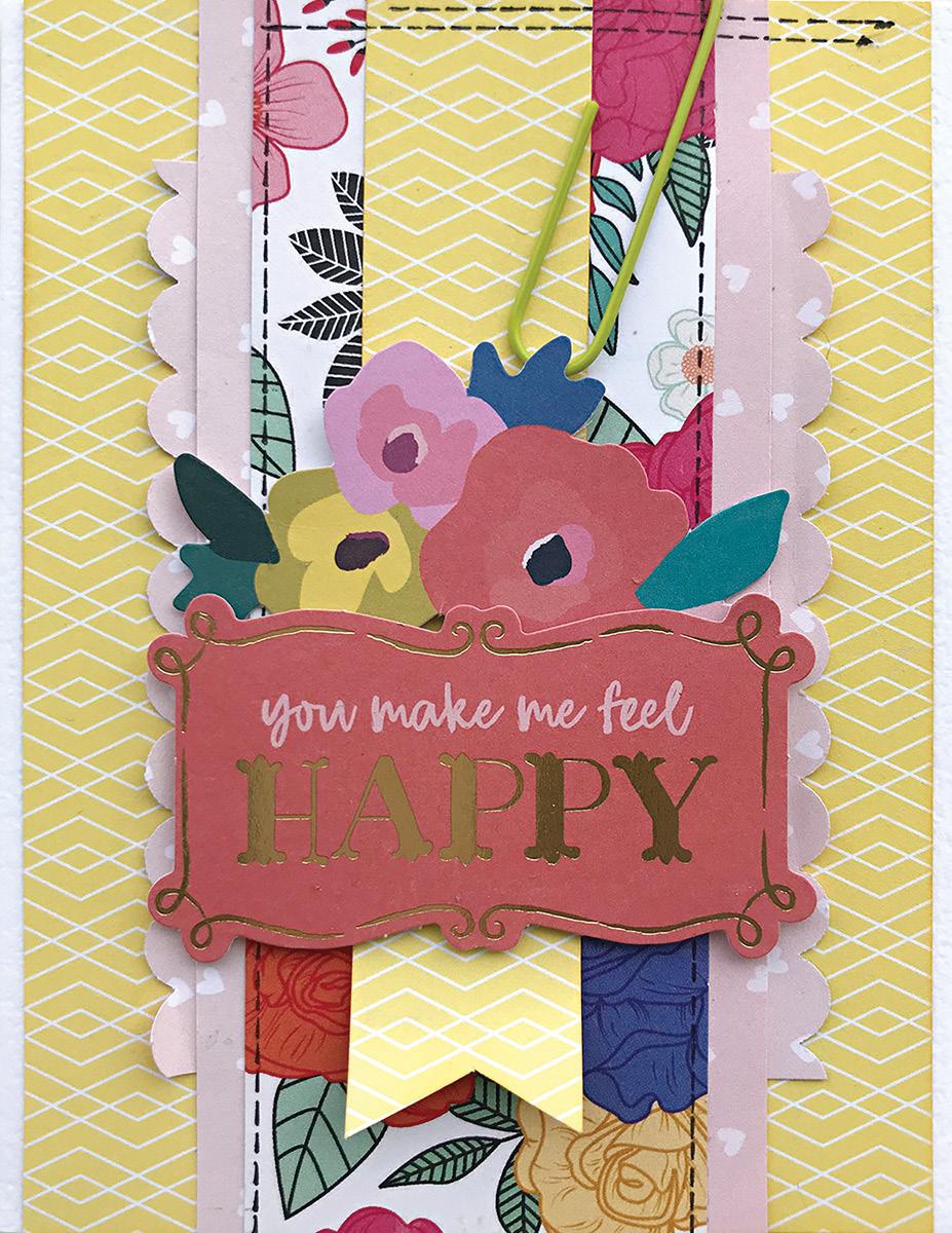 QUARTERLY CRAFT KITS step-by-step instructions card instructions + tips HAPPY CARD (4.25x5.5) 1 Select an A2 card base. Trim a 4 x 5.5 block and a 1 x5 strip of Paper 07 (yellow side).
