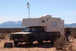 Huachuca Emitter equipment contained in camping shelters and cargo vans