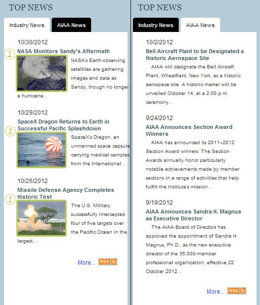 STYLUS 4.1 SPRING 2013 Figure 1 The RSS news feeds RSS News Feeds The RSS news feeds are released every few days at the bottom of the home page of the AIAA's website, www.aiaa.
