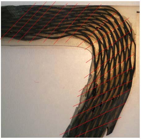 different sizes. On the contrary, the right picture shows the same yarn with a closer distribution of filaments inside.