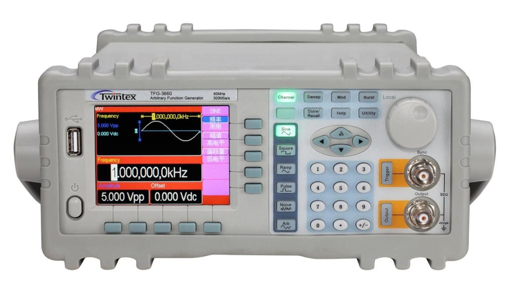TFG3600 Series Arbitrary Function Generator Features Max. output frequency 60MHz/100MHz/120MHz 3.