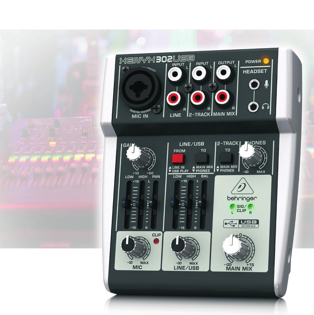 comparable to stand-alone boutique preamps Neo-classic British 2-band graphic EQ for warm and musical sound 2-Track input assignable to Headphone or Main Mix output Main Mix plus separate Phones