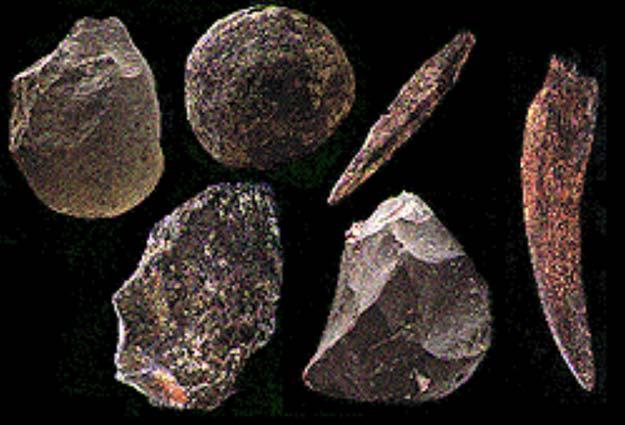 Oldowan Tools OLDOWAN TOOLS (left to right): end chopper, heavy-duty scraper, spheroid hammer stone (Olduvai Gorge);