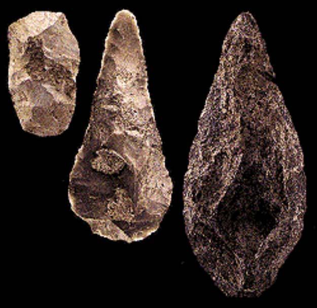Acheulian ACHEULEAN TOOLS (left to right): cleaver stone (Bihorei oest,