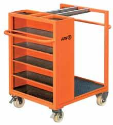 Clamping sets No. 6470 Trolley for clamping equipment without clamping equipment and without holders. Rugged steel housing, storage compartments designed with rubber mats.