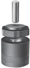 A bearing insert prevents the workpiece from being turned while the jack is adjusted. Note: Suitable pads are 6440, 6441, 6442. Suitable base is 6442. No. 6416 Height setting screw jack with magnetic base with 2 locating pins DIN 6325 (12x50 and 12x80).
