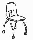 C Side (teacher) chair without arms, with casters, with tubular steel frame other than "H",leg base D Tablet chair/desk, with tubular