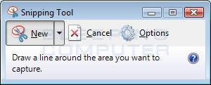 If you are running Windows 8, you can just search for Snipping Tool at the Windows 8 Start Screen. The snipping tool should now be started and you will see a screen similar to the one below.