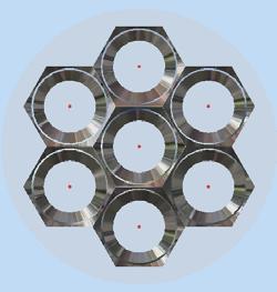 PROTOTYPE DEVELOPMENT UNSEALED 1-PIXEL SEALED PANELS (7 pixels, 5 inch) CYLINDRIC HEXAGONAL