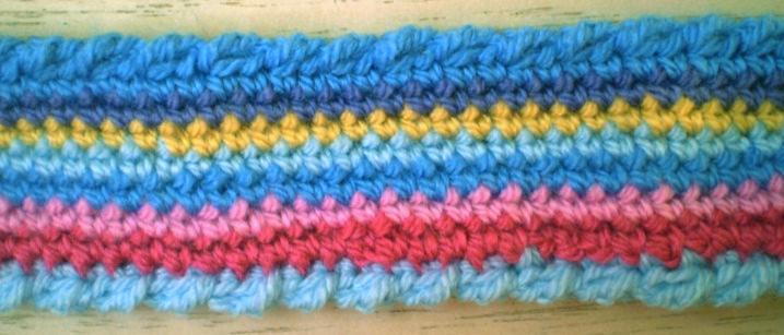 Finish the top with a round in a variation of crab stitch (dc worked backwards, from left to right). Work 1ch, miss 1 st, 1dc all the way round. This gives a nice corded edge that isn t too stiff.