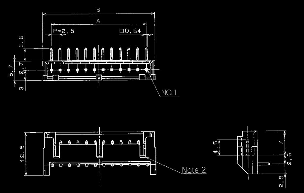 Single Row Right Angle Pin Header Oct.1.1 Copyright 1 HIROSE ELECTRIC CO., LTD. All Rights Reserved. +0.1 K Board Through-hole Diameter:Ø1.1 +0 DF1BZ- 2P-2.DS DF1BZ- 3P-2.DS DF1BZ- P-2.DS DF1BZ- P-2.DS DF1BZ- P-2.DS DF1BZ- 7P-2.