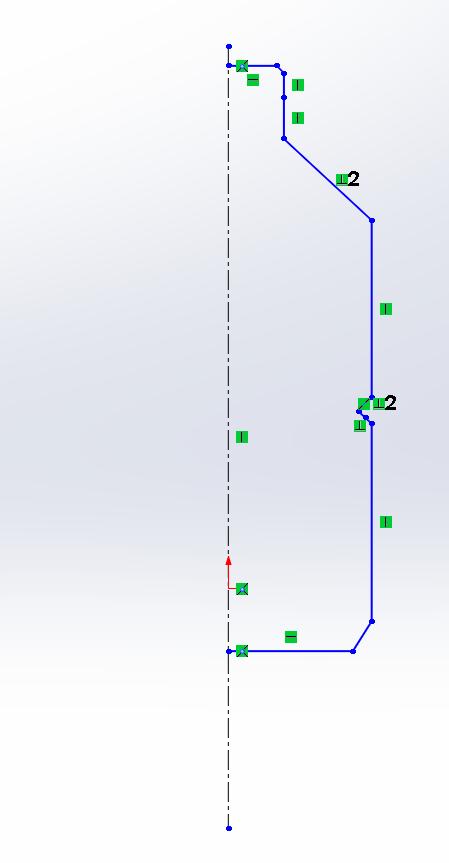 Select the Centerline tool, and draw a vertical line down the origin, about