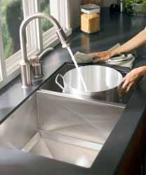 The Lancelot Professional undermount sink series features clean, stylish design and commercial-quality construction to please the resident gourmet.