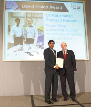 Shazzad Hossain was awarded the D.H. Trollope Medal for 2010 by the Australian Geomechanics Society for his papers: Deep-penetrating spudcan foundations on layered clays: centrifuge tests.