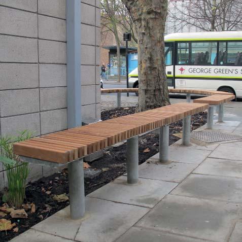 The bench width and length are compact compared with other seating ranges, but as the range does not include arms or backrests, they comfortably accommodate 3 people.