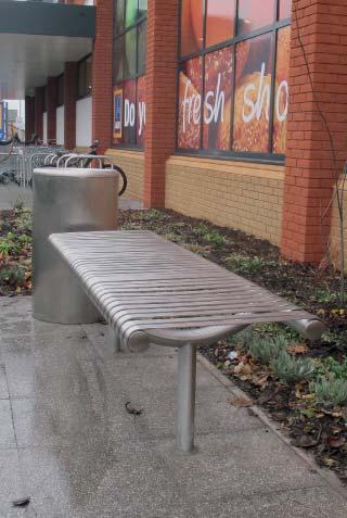 The Alpine is available in stainless steel only, with a distinctive arch profile linking the posts and the integrated seating / backrest platform.
