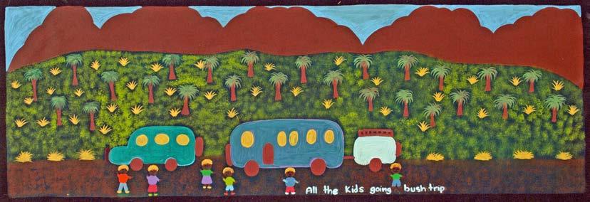 Image 7: Louise Daniels, All the Kids Going Bush Trip, 2011, 90 x 30 cm, acrylic on canvas (image Tangentyere Artists 2011) All The Kids Going Bush Trip And this one here is about bush trip.