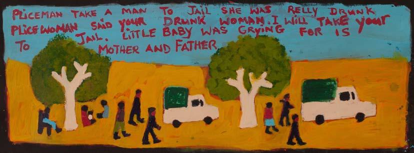 Image 10: Sally M Mulda, Mother and Father, 2012, 90 x 30 cm, acrylic on canvas (image Tangentyere Artists 2012) Husband and Wife Drunk Sue O Connor: In Husband and Wife Drunk, Mulda records events