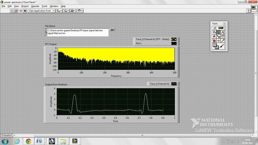 ECG signal from filters) is selected through the file path option