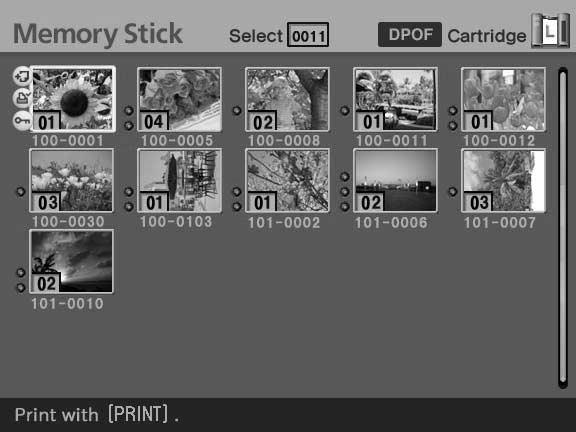 To print DPOF-preset images: DPOF Only the DPOF-preset images are displayed with orange frames, each with the preset print quantity.
