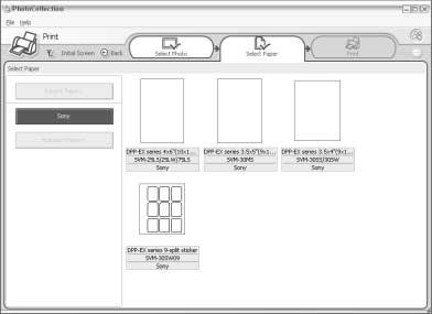 6 Click Sony, and then select the desired paper size.