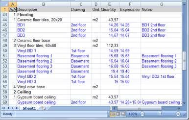 Also, it is possible to extract the detailed or compact project measurements to excel.