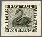 Swan upright, an unused block of six, marginal from right of sheet, positions 19-20/29-30/39-40, fresh and very fine with good margins all round and fine colour, unused without gum.