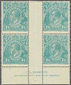 HARRISON imprint, centred to right, fresh and very fine, some reinforcement, large part og. Scarce and most attractive multiple BW 95z = $ 1'500.