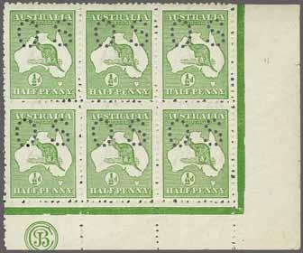 O5e * 300 ( 265) 1914: ½ d. yellow-green, Die I, Plate 2, punctured 'O.S.