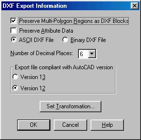 Trong cửa sổ này chúng ta chọn File Format là AutoCAD DXF, và tên tập tin dạng DXF tương ứng với dữ liệu (rừng trồng năm 1998), xong click Export.