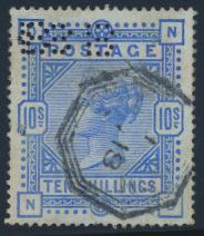 887 #88 var 1881 1d lilac Queen Victoria with 14 Dots, Die I, Watermark Crown Inverted, used with 1885 London duplex cancel, trimmed perfs at right ending with a tiny tear at bottom, else fi ne. S.G.
