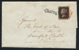 The second has a red Maltese Cross cancel, from position PJ and with four clear to large margins with a tiny corner fault.